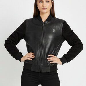 NWT F - COLLECTION leather and suede women's jacket ITALY EU L